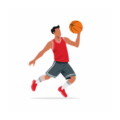 Naklejka premium Basketball player in action, flat design illustration