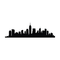Obraz premium Skyscraper silhouette forms a detailed urban skyline graphic that stands out against a clean white background for modern design projects and architectural presentations.