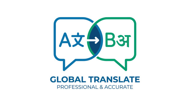 Global Translate Logo: Language Translation, Communication, Global Business