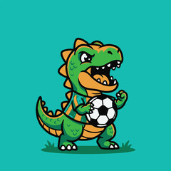 T-Rex Playing Soccer Ball Cartoon. © salfuddin