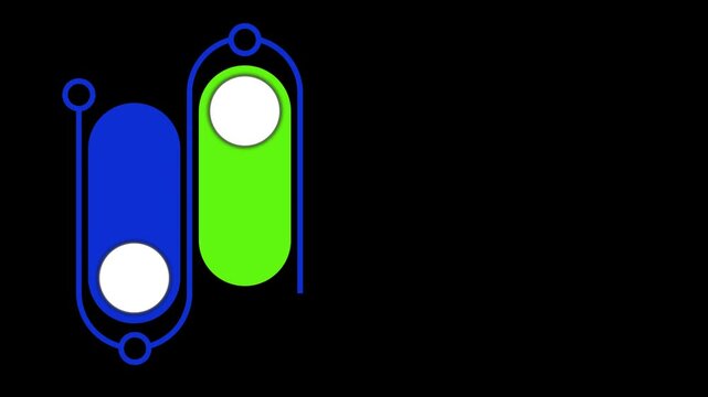 Colorful cascading rounded banners with white circles on black background. Great for step-by-step infographics, timelines, and numbered lists.