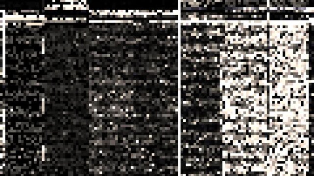 Heavy distortions and glitch effects on computer monitor or television screen