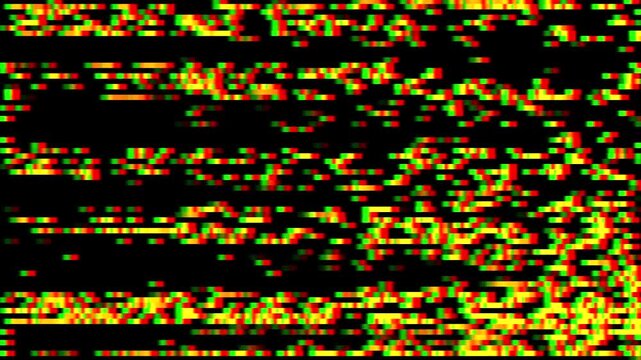 Heavy distortions and glitch effects on computer monitor or television screen