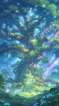 enchanted forest with glowing trees