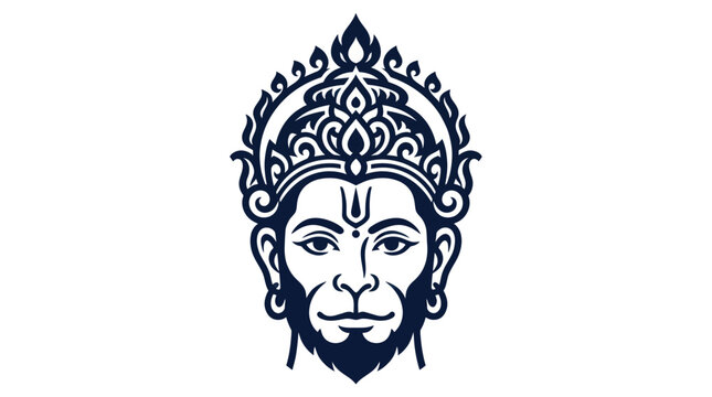 Lord Hanuman Indian Deity Head Silhouette, Hindu God Avatar, Spiritual Icon