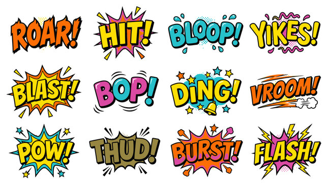 Action packed comic sound effects featuring Roar and Blast.