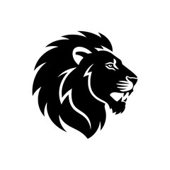 Fototapeta premium Majestic Black Lion Head Silhouette in Minimalist Circular Design with Bold Contrast