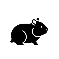 Fototapeta premium Cute Black Silhouette Pig Walking on White Background Minimalist Animal Illustration
