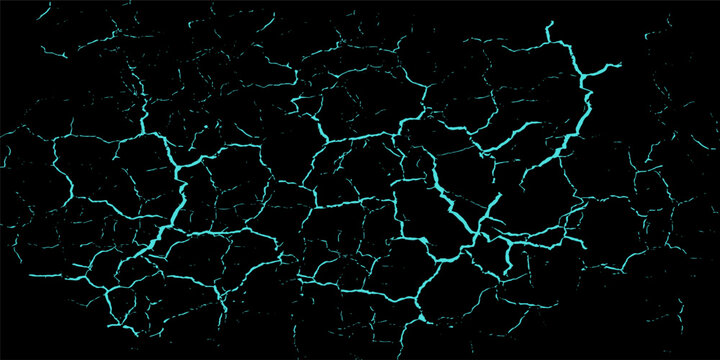 High-impact abstract background featuring vibrant cyan blue lightning or crackle textures across a deep black field. eps10