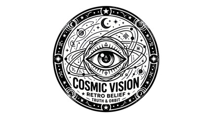 Cosmic Vision Retro Belief Truth Orbit Eye Symbol © edur
