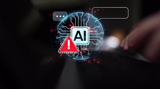 AI interface showing prompt error warning and system alert. AI prompt failure can lead to incorrect output or hallucination. Managing AI prompt error is crucial in safe AI deployment. Muxer