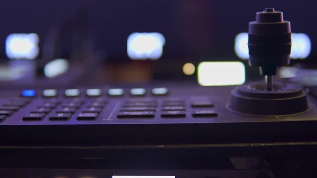 Professional camera crane controller in broadcast studio