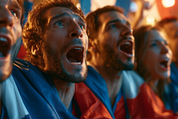 Obraz premium Sports Fans Cheering with Intense Excitement at Stadium