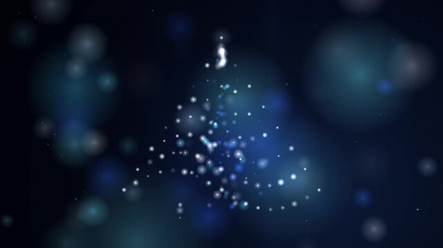 blue glowing particle christmas tree magic dust bokeh holiday celebration
