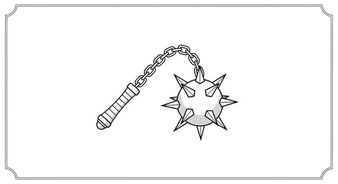 Medieval Spiked Flail Weapon Illustration