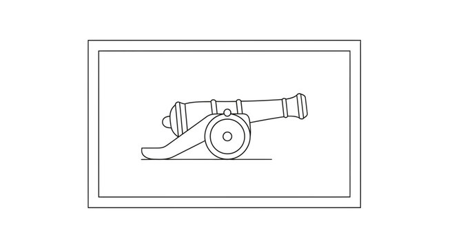 Vintage Cannon Drawing, Historical Weapon Illustration, Old Artillery Piece