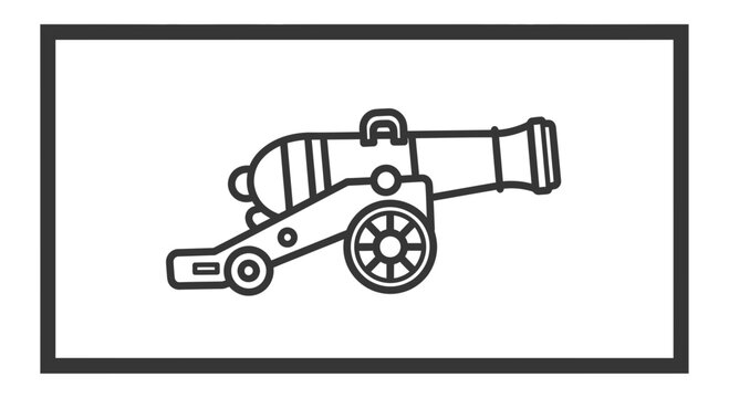 Vintage Cannon Icon, Historical Artillery Weapon, Military Symbol, Vector Illustration