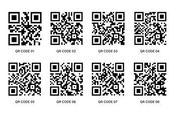 Fototapeta premium eight qr codes on white background graphic design