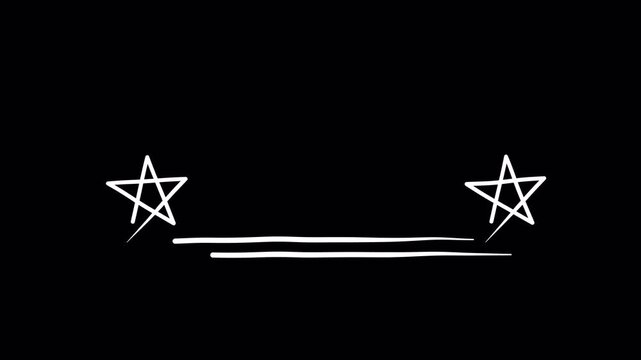 Animated Hand-Drawn Doodle Star Frame with Marker Highlight Stroke and Double Underline on Transparent Background