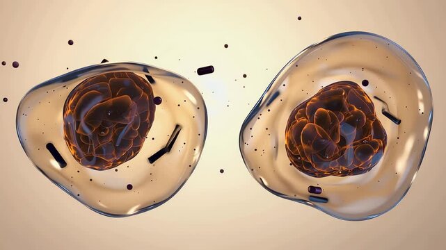 Two newly formed daughter cells stabilizing after mitosis