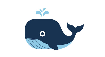 Blue cartoon whale with water splash. © Crit