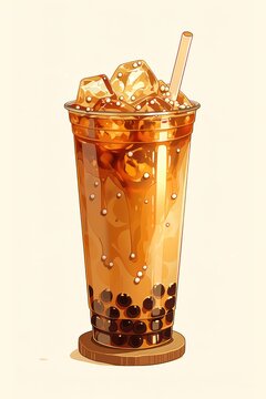 illustration of a refreshing bubble tea drink