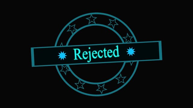 Rejected Stamp Animation with Green Circular Seal and Red Text on Black Background