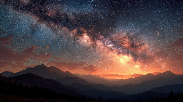 starry night over majestic mountain range