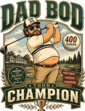 Dad Bod Champion Golf Design, Funny Golf Dad, Dad Bod Golfer Graphic, Golf Humor Gift, Weekend Golfer, Golf Dad Life Artwork