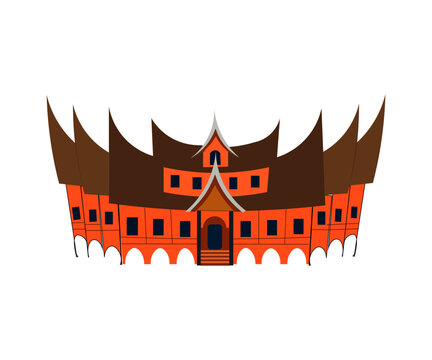 Traditional Minangkabau House Illustration