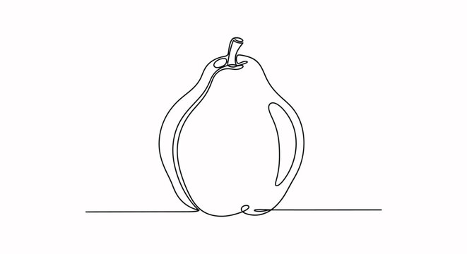 Pear line drawing on white background fruit food