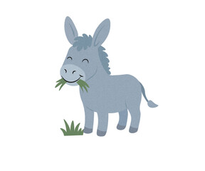 Naklejka premium Illustration of a Happy Donkey Eating Grass