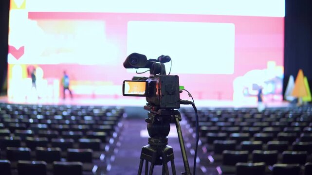 Professional broadcast camera recording a live event
