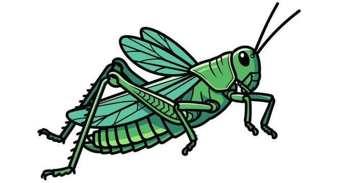 Dynamic Green Grasshopper Illustration - Agile Insect Vector Art