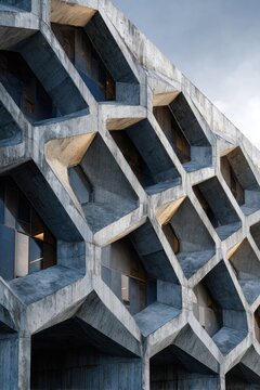 geometric concrete building facade design