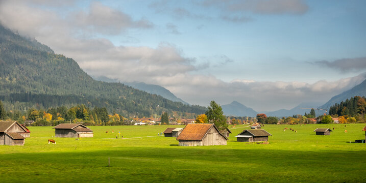 Bavarian Alpine Meadows Near Zugspitze Mountain Germany