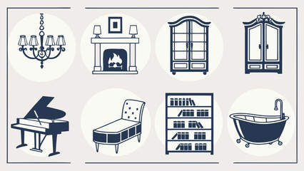 Luxury furniture and interior design icon set collection with furniture © kona