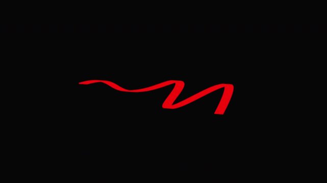 Dynamic Red Hand Drawn Wavy Line Animation On Solid Black Background