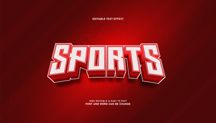 Red and White 3D Sports Editable Text Effect, Bold Varsity and Esport Font Style Graphic Template © Ika