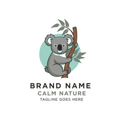 Gentle koala mascot logo suitable for environmental brands, baby products, and nature-themed businesses. © aseenz imagine