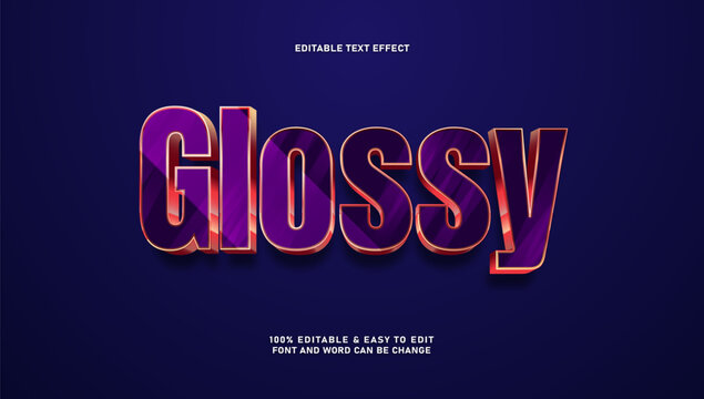 Glossy purple and gold text effect 3d editable text style