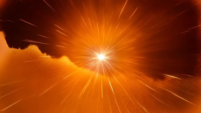 Orange fire light texture smoke abstract spark burst glow heat ember dark background dynamic energy flame radiance with glowing center and dramatic dark background for SEO video title search