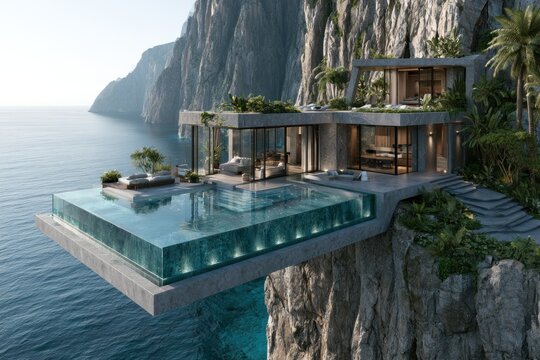 luxury cliffside villa with infinity pool