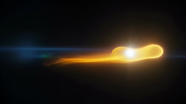 Orange fire light texture smoke glow on black background with abstract flowing flame shape, soft luminous trail, dark energy motion, rich warm radiance, blurred spark ember streaks