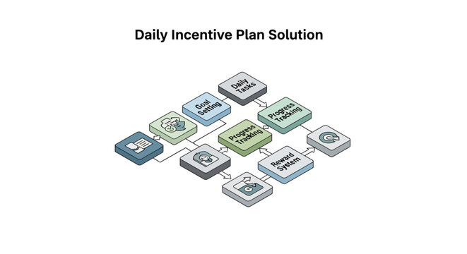 Colorful Isometric Daily Incentive Plan Icons Collection.