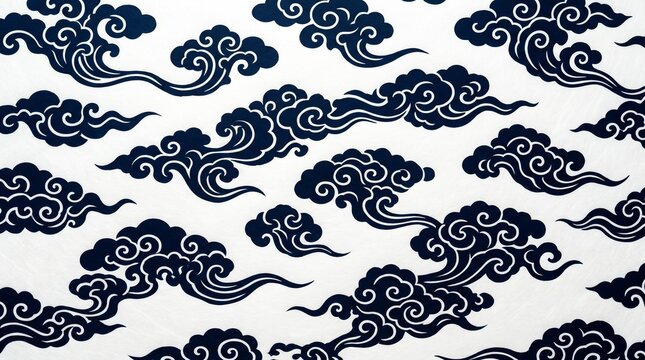 Traditional japanese style cloud pattern repeating graphic design with japanese