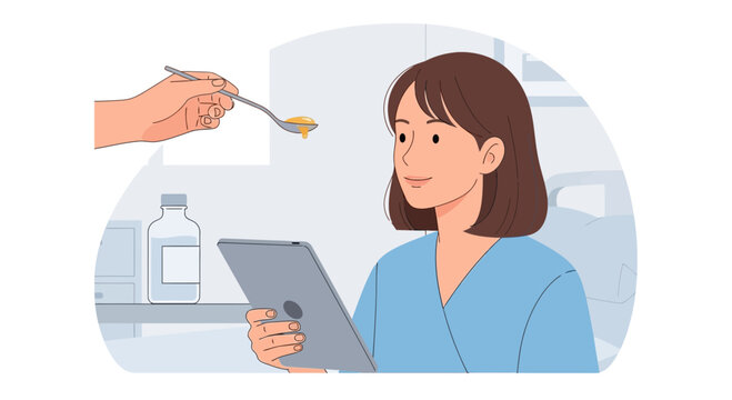 Nurse Giving Medicine to Patient with Tablet