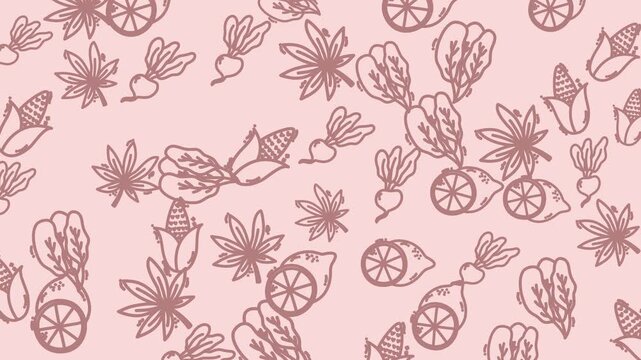 Minimalist Hand Drawn Vegetable Pattern Loop