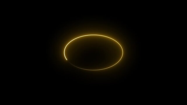 Bright neon circular line frame repetitive animation on black background. Neon light trail circle- Gradient neon circle frame loading icon animation. Cyan circle glow border concept blinking lines.