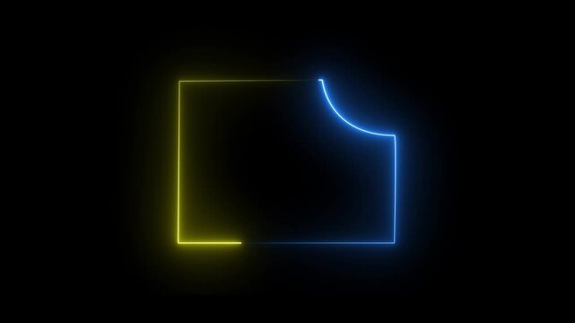 Abstract glowing neon light rectangle border frame animation, Futuristic light effect isolated on black Background.